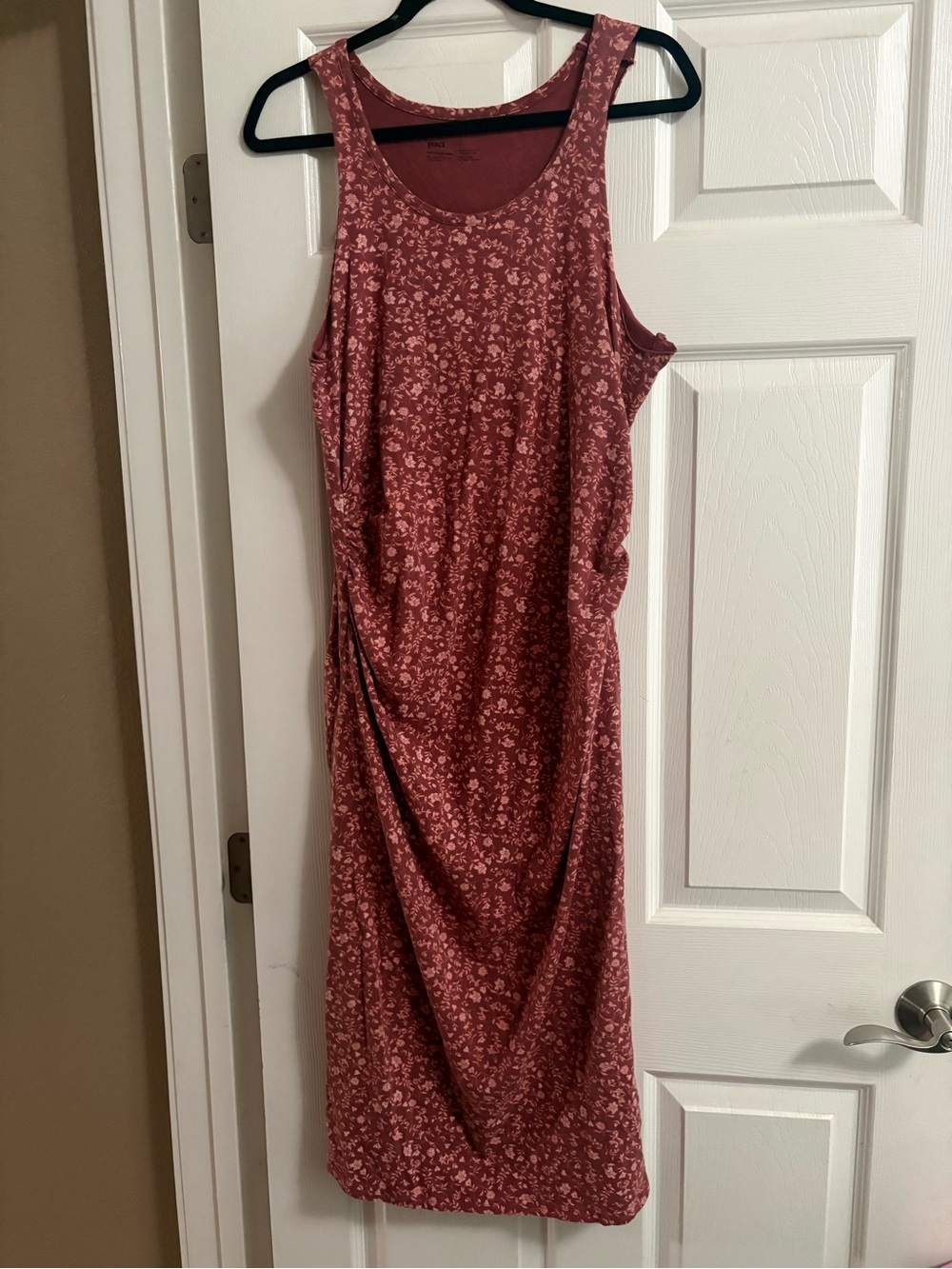Pact midi sleeveless dress floral cottagecore ruched fall comfy XL